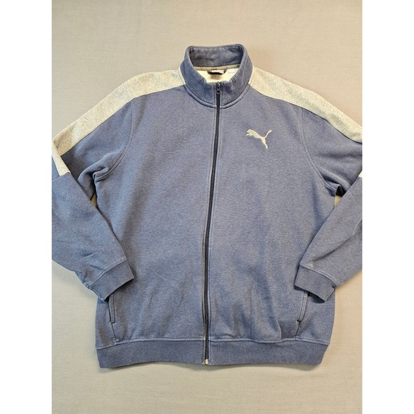 Puma Other - Puma Track Jacket Blue Heathered Full Zip Athletic Mens XXL